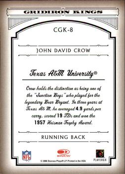 2006 Donruss Threads - College Gridiron Kings Gold #CGK-8 John David Crow Back