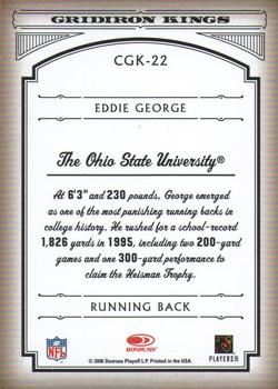 2006 Donruss Threads - College Gridiron Kings Gold #CGK-22 Eddie George Back