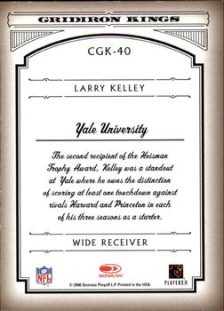 2006 Donruss Threads - College Gridiron Kings Gold #CGK-40 Larry Kelley Back