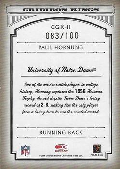 2006 Donruss Threads - College Gridiron Kings Gold Holofoil #CGK-11 Paul Hornung Back