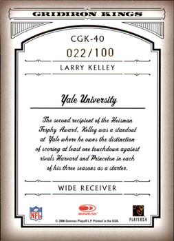 2006 Donruss Threads - College Gridiron Kings Gold Holofoil #CGK-40 Larry Kelley Back