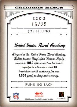 2006 Donruss Threads - College Gridiron Kings Platinum #CGK-3 Joe Bellino Back