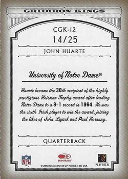 2006 Donruss Threads - College Gridiron Kings Platinum #CGK-12 John Huarte Back