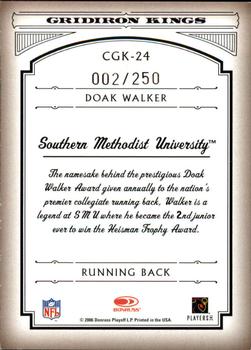 2006 Donruss Threads - College Gridiron Kings Silver Holofoil #CGK-24 Doak Walker Back
