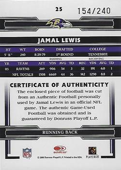 2006 Donruss Threads - Footballs #25 Jamal Lewis Back