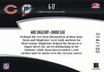 2006 Donruss Threads - Generations Blue #G-17 Mike Singletary / Junior Seau Back