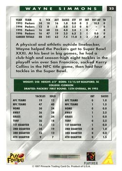 1997 Score #22 Wayne Simmons Back