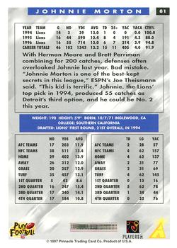 1997 Score #81 Johnnie Morton Back