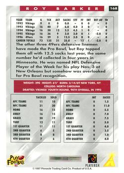 1997 Score #168 Roy Barker Back