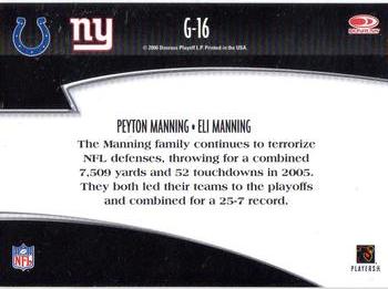 2006 Donruss Threads - Generations Gold #G-16 Peyton Manning / Eli Manning Back