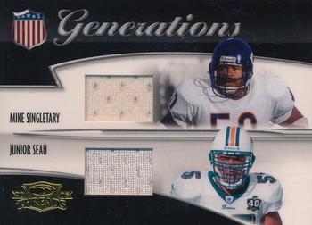 2006 Donruss Threads - Generations Materials Prime #G-17 Mike Singletary / Junior Seau Front