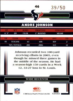 2006 Donruss Threads - Gold Holofoil #46 Andre Johnson Back