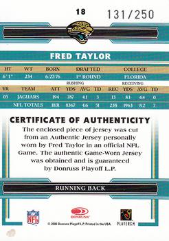 2006 Donruss Threads - Jerseys #18 Fred Taylor Back