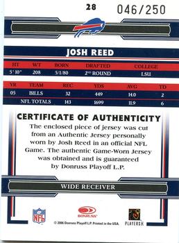 2006 Donruss Threads - Jerseys #28 Josh Reed Back