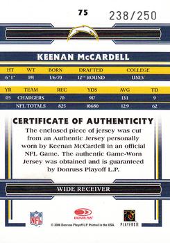 2006 Donruss Threads - Jerseys #75 Keenan McCardell Back