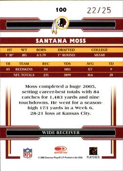 2006 Donruss Threads - Platinum Holofoil #100 Santana Moss Back