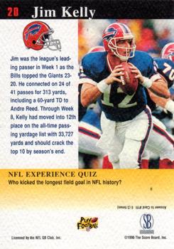 1997 Score Board NFL Experience #20 Jim Kelly Back
