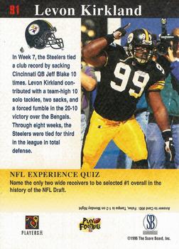 1997 Score Board NFL Experience #91 Levon Kirkland Back
