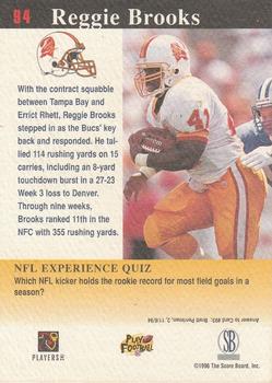 1997 Score Board NFL Experience #94 Reggie Brooks Back