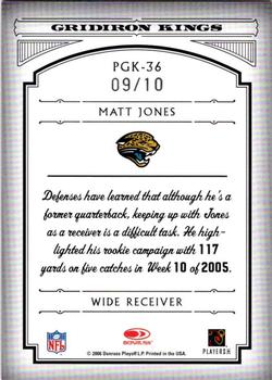 2006 Donruss Threads - Pro Gridiron Kings Framed Black #PGK-36 Matt Jones Back
