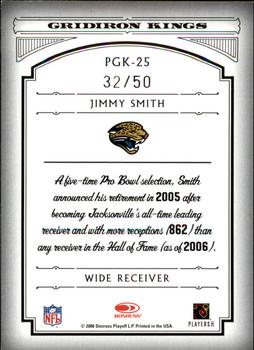 2006 Donruss Threads - Pro Gridiron Kings Framed Blue #PGK-25 Jimmy Smith Back