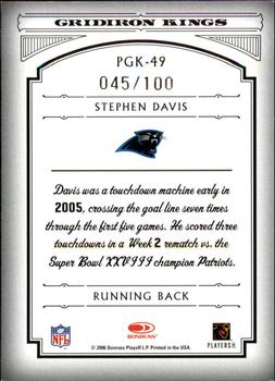 2006 Donruss Threads - Pro Gridiron Kings Framed Red #PGK-49 Stephen Davis Back