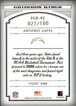 2006 Donruss Threads - Pro Gridiron Kings Gold Holofoil #PGK-42 Antonio Gates Back