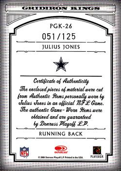2006 Donruss Threads - Pro Gridiron Kings Materials #PGK-26 Julius Jones Back