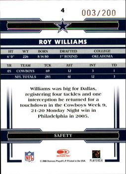 2006 Donruss Threads - Retail Blue #4 Roy Williams Back