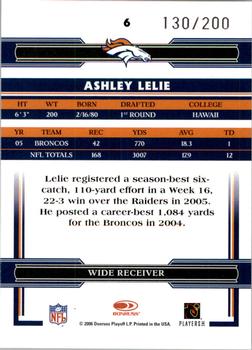 2006 Donruss Threads - Retail Blue #6 Ashley Lelie Back
