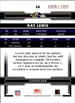 2006 Donruss Threads - Retail Blue #26 Ray Lewis Back
