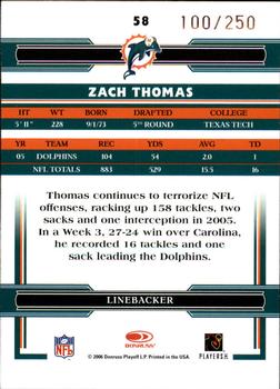 2006 Donruss Threads - Retail Pewter #58 Zach Thomas Back