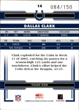 2006 Donruss Threads - Retail Red #14 Dallas Clark Back