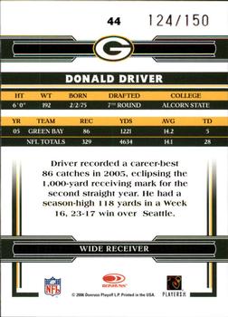 2006 Donruss Threads - Retail Red #44 Donald Driver Back