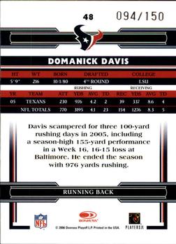 2006 Donruss Threads - Retail Red #48 Domanick Davis Back