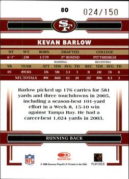 2006 Donruss Threads - Retail Red #80 Kevan Barlow Back