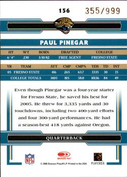 2006 Donruss Threads - Retail Rookies #156 Paul Pinegar Back