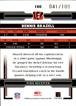 2006 Donruss Threads - Rookie Autographs #180 Bennie Brazell Back