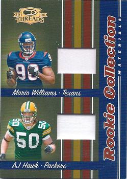 2006 Donruss Threads - Rookie Collection Materials Combo Prime #RCCM-9 Mario Williams / A.J. Hawk Front