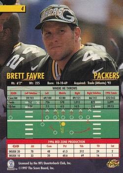 1997 Score Board Playbook #4 Brett Favre Back