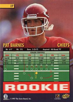 1997 Score Board Playbook #17 Pat Barnes Back