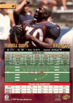 1997 Score Board Playbook #40 Terrell Davis Back