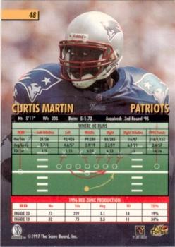 1997 Score Board Playbook #48 Curtis Martin Back