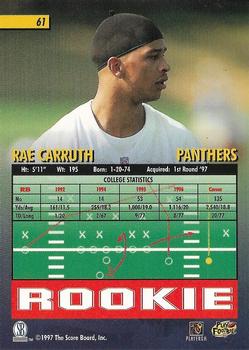 1997 Score Board Playbook #61 Rae Carruth Back