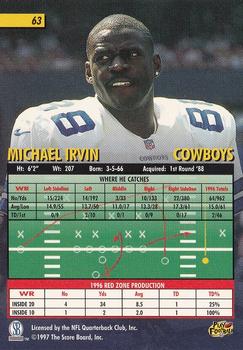 1997 Score Board Playbook #63 Michael Irvin Back