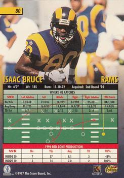 1997 Score Board Playbook #80 Isaac Bruce Back
