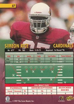 1997 Score Board Playbook #87 Simeon Rice Back