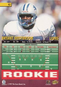 1997 Score Board Playbook #92 Bryant Westbrook Back
