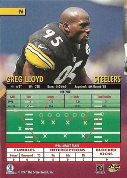 1997 Score Board Playbook #96 Greg Lloyd Back