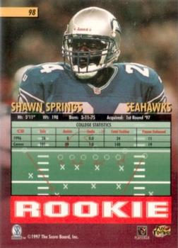 1997 Score Board Playbook #98 Shawn Springs Back